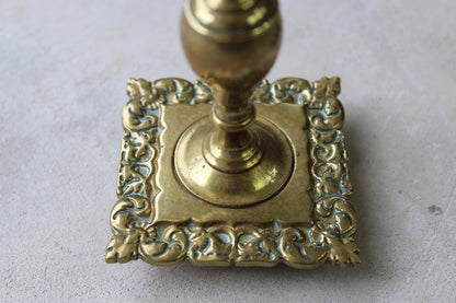 Pair Short Brass Candlesticks - Kernow Furniture