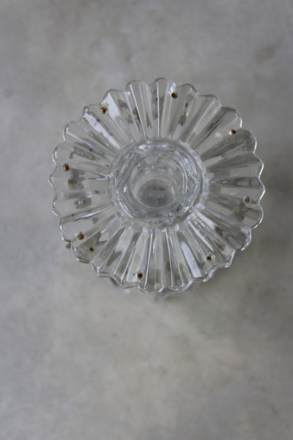 Antique Victorian Clear Glass Table Lustre Candlestick - Kernow Furniture