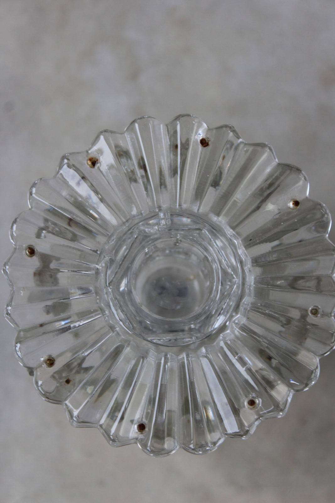 Antique Victorian Clear Glass Table Lustre Candlestick - Kernow Furniture