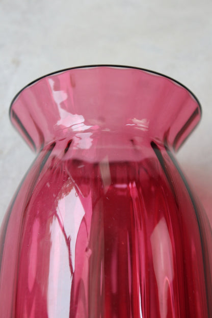 Large Cranberry Glass Vase - Kernow Furniture