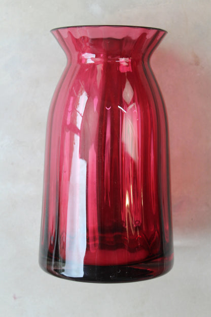 Large Cranberry Glass Vase - Kernow Furniture