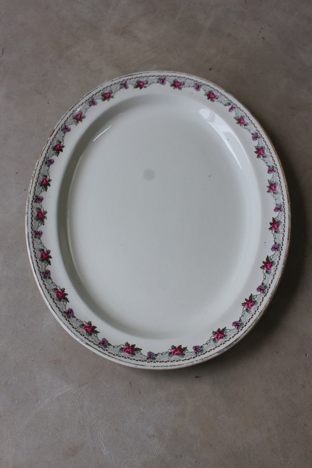 Vintage Oval Floral Rose Serving Plate - Kernow Furniture