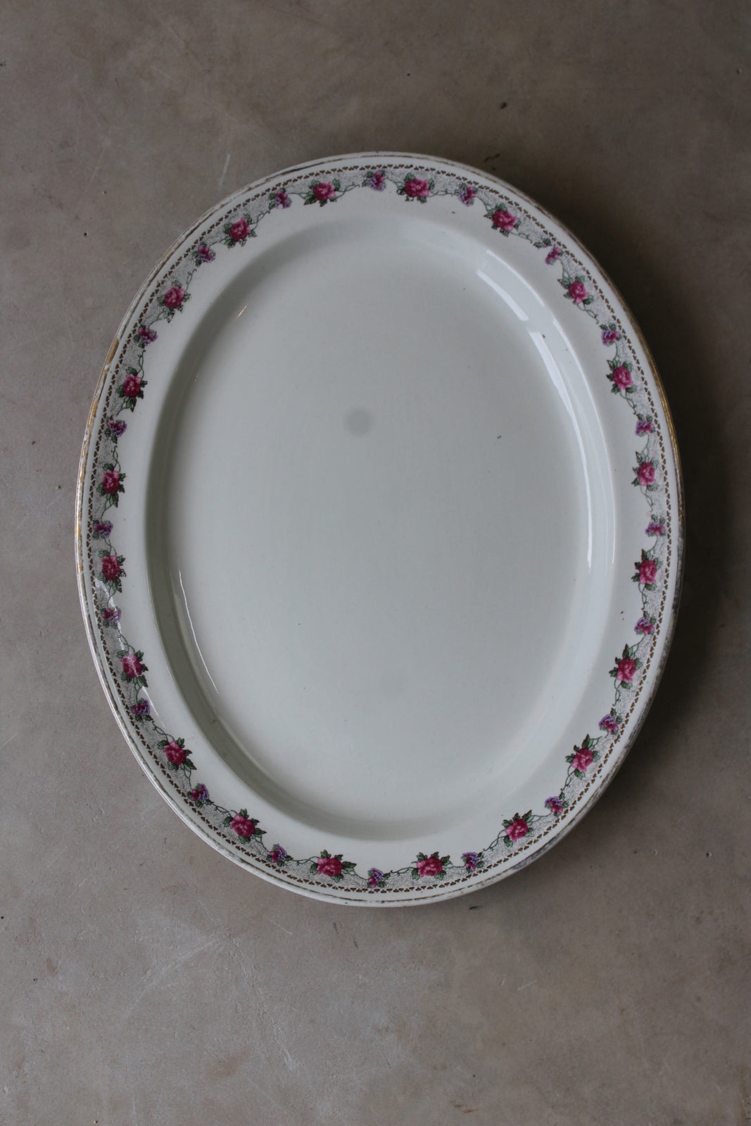 Vintage Oval Floral Rose Serving Plate - Kernow Furniture