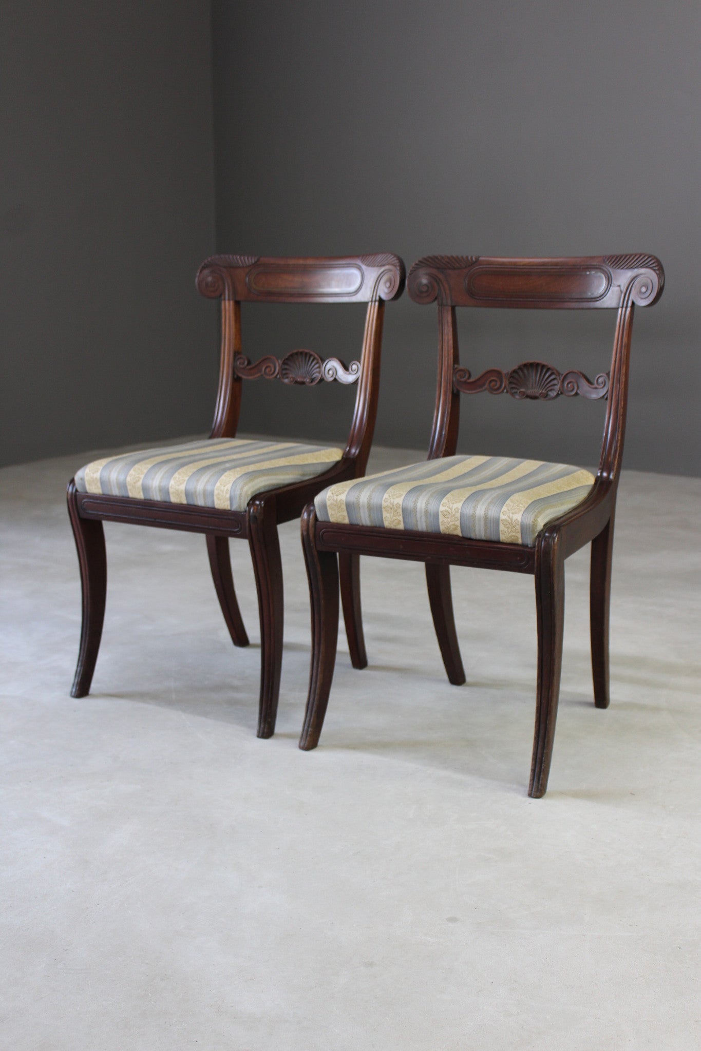 Pair Regency Mahogany Dining Chairs - Kernow Furniture