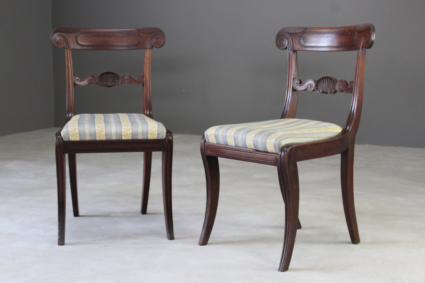 Pair Regency Mahogany Dining Chairs - Kernow Furniture