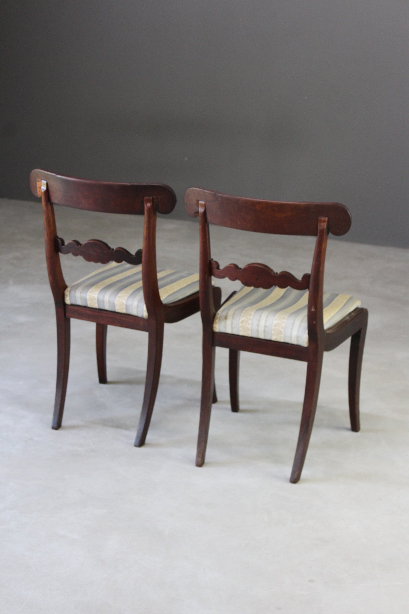 Pair Regency Mahogany Dining Chairs - Kernow Furniture