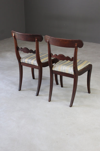 Pair Regency Mahogany Dining Chairs - Kernow Furniture