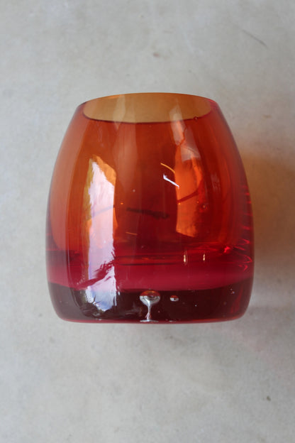 Small Retro Red Glass Vase - Kernow Furniture