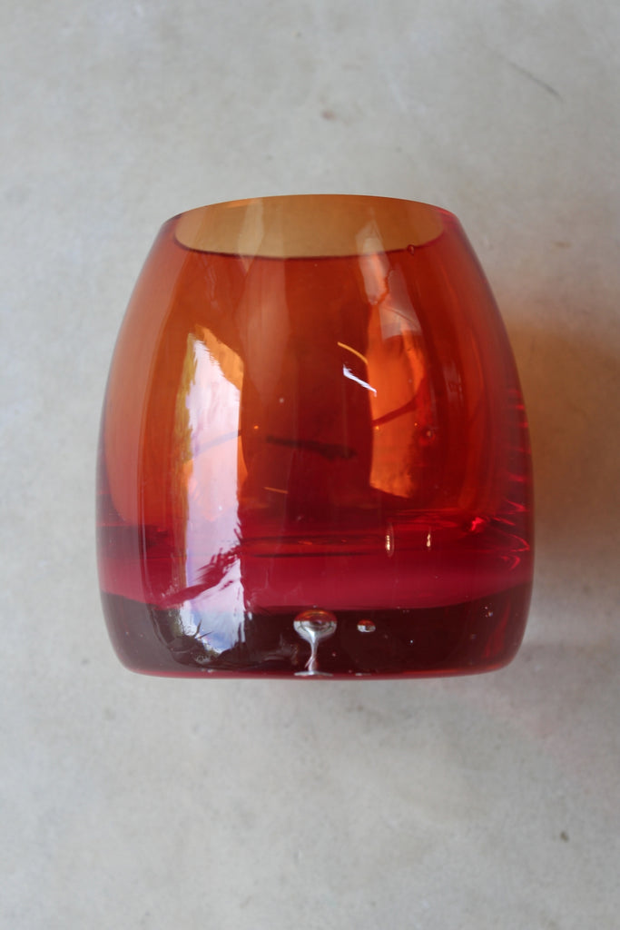 Small Retro Red Glass Vase - Kernow Furniture