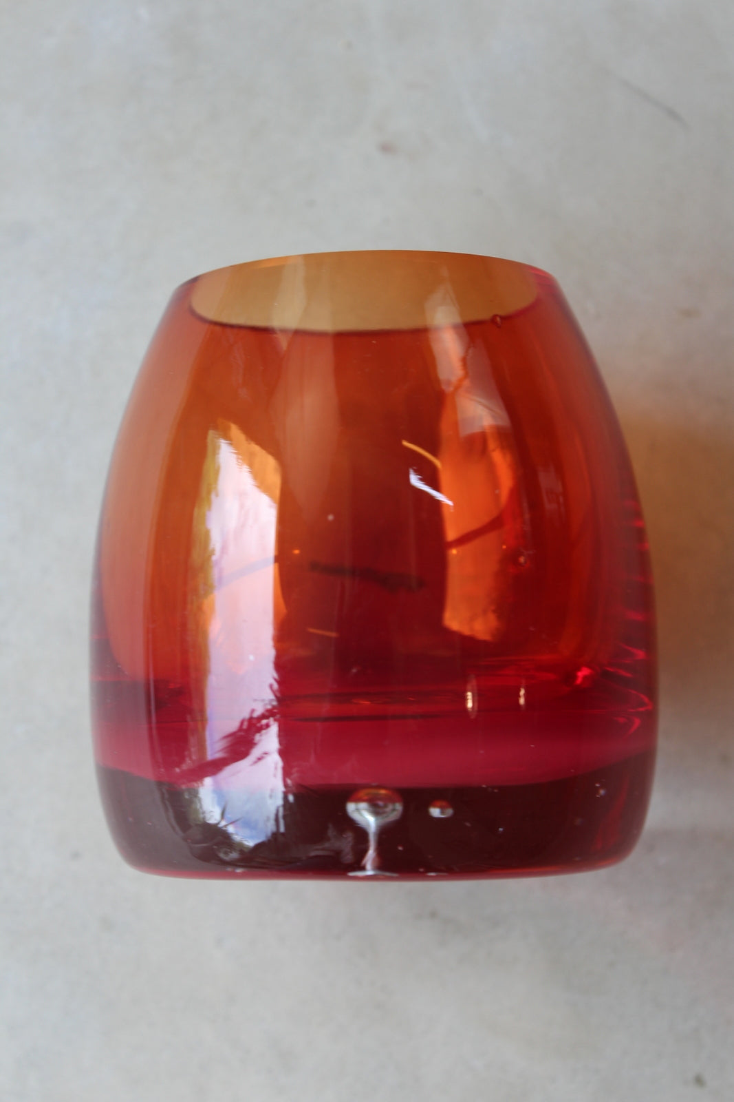 Small Retro Red Glass Vase - Kernow Furniture