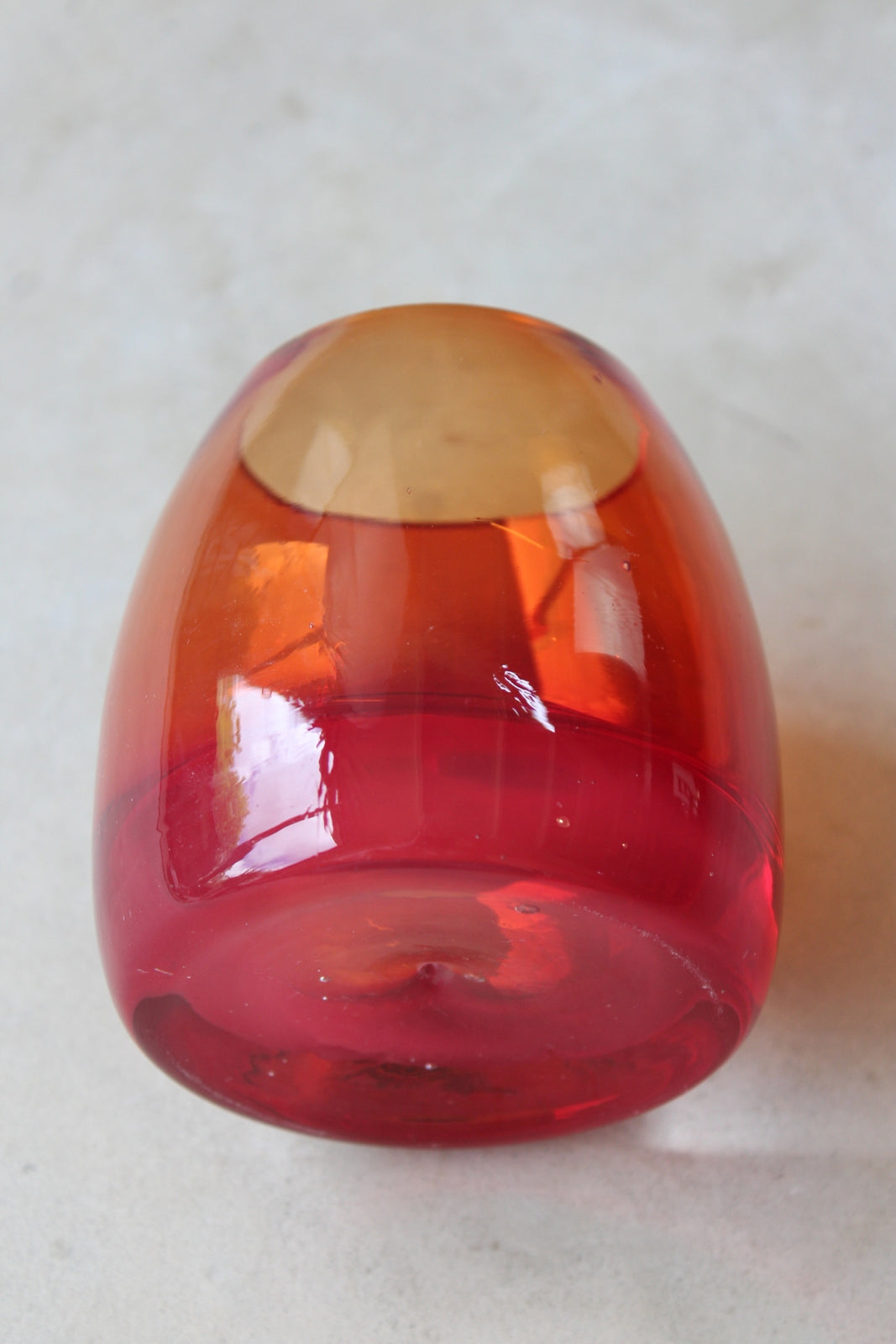 Small Retro Red Glass Vase - Kernow Furniture