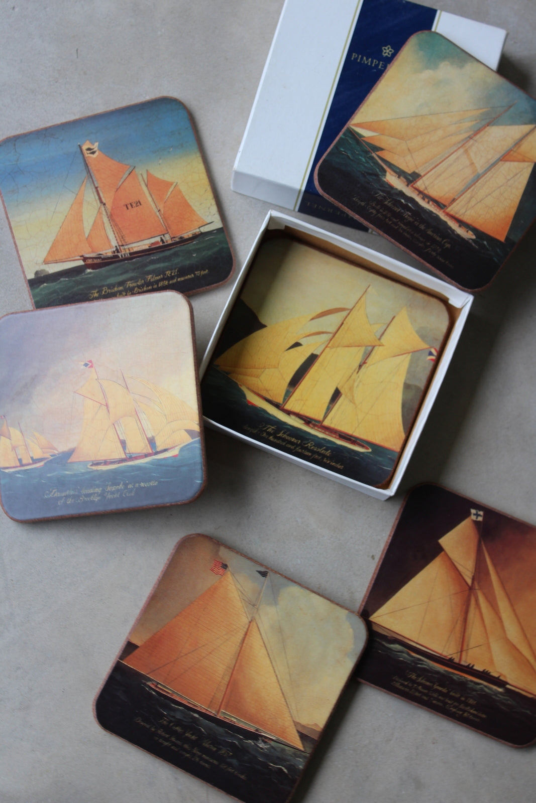 Set 6 Pimpernell Boxed Coasters - Nautical - Kernow Furniture