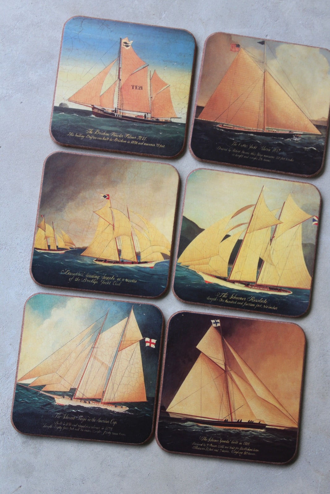 Set 6 Pimpernell Boxed Coasters - Nautical - Kernow Furniture