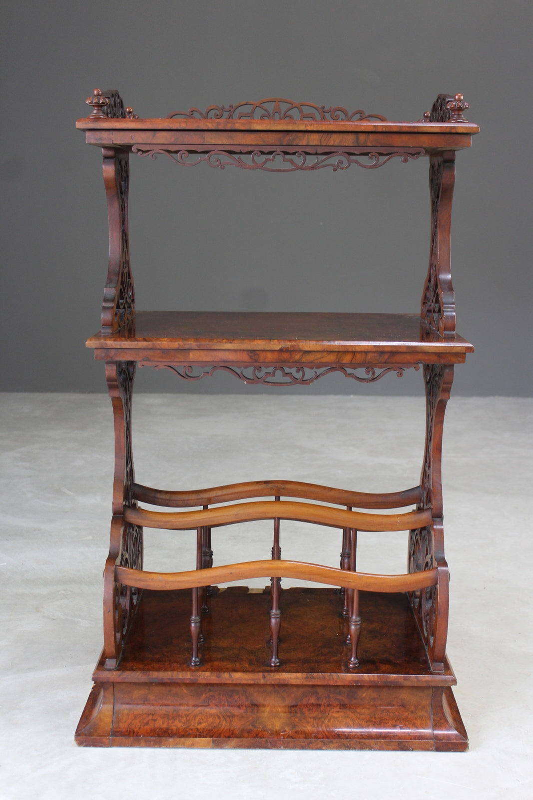 Antique Walnut Whatnot Canterbury - Kernow Furniture