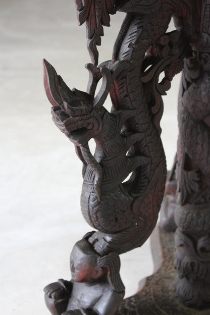 Burmese Octagonal Carved Occasional Table - Kernow Furniture