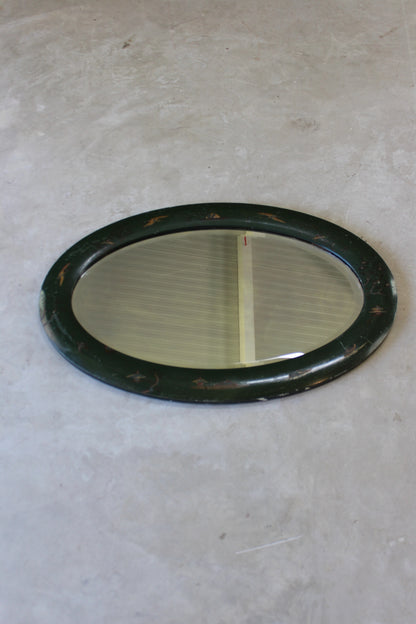 Oval Green Chinoserie Oriental Style Mirror - Kernow Furniture