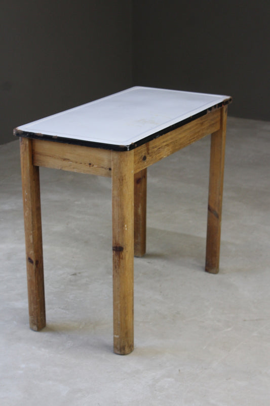 Vintage Enamel Top Kitchen Table - Kernow Furniture