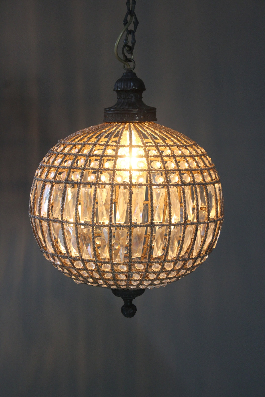 Large Globe Glass & Bead Chandelier - Kernow Furniture