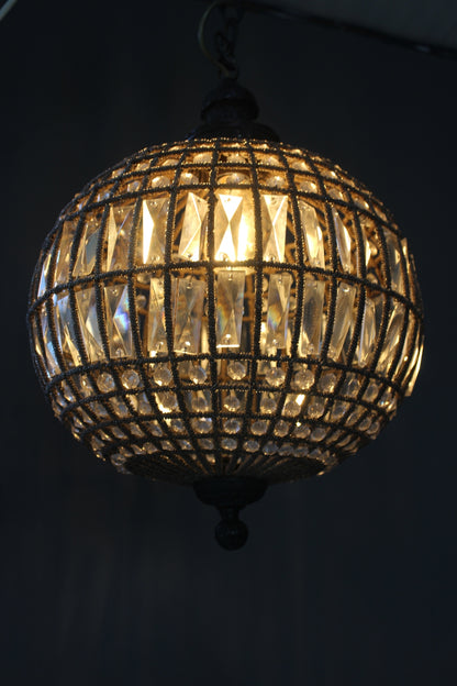 Large Globe Glass & Bead Chandelier - Kernow Furniture