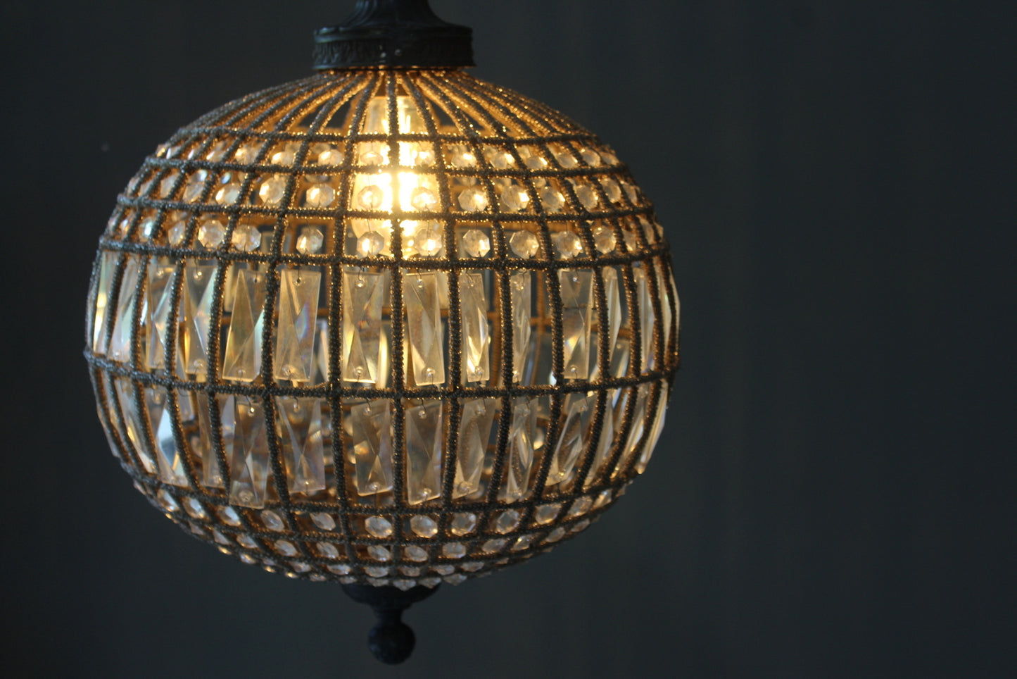 Large Globe Glass & Bead Chandelier - Kernow Furniture