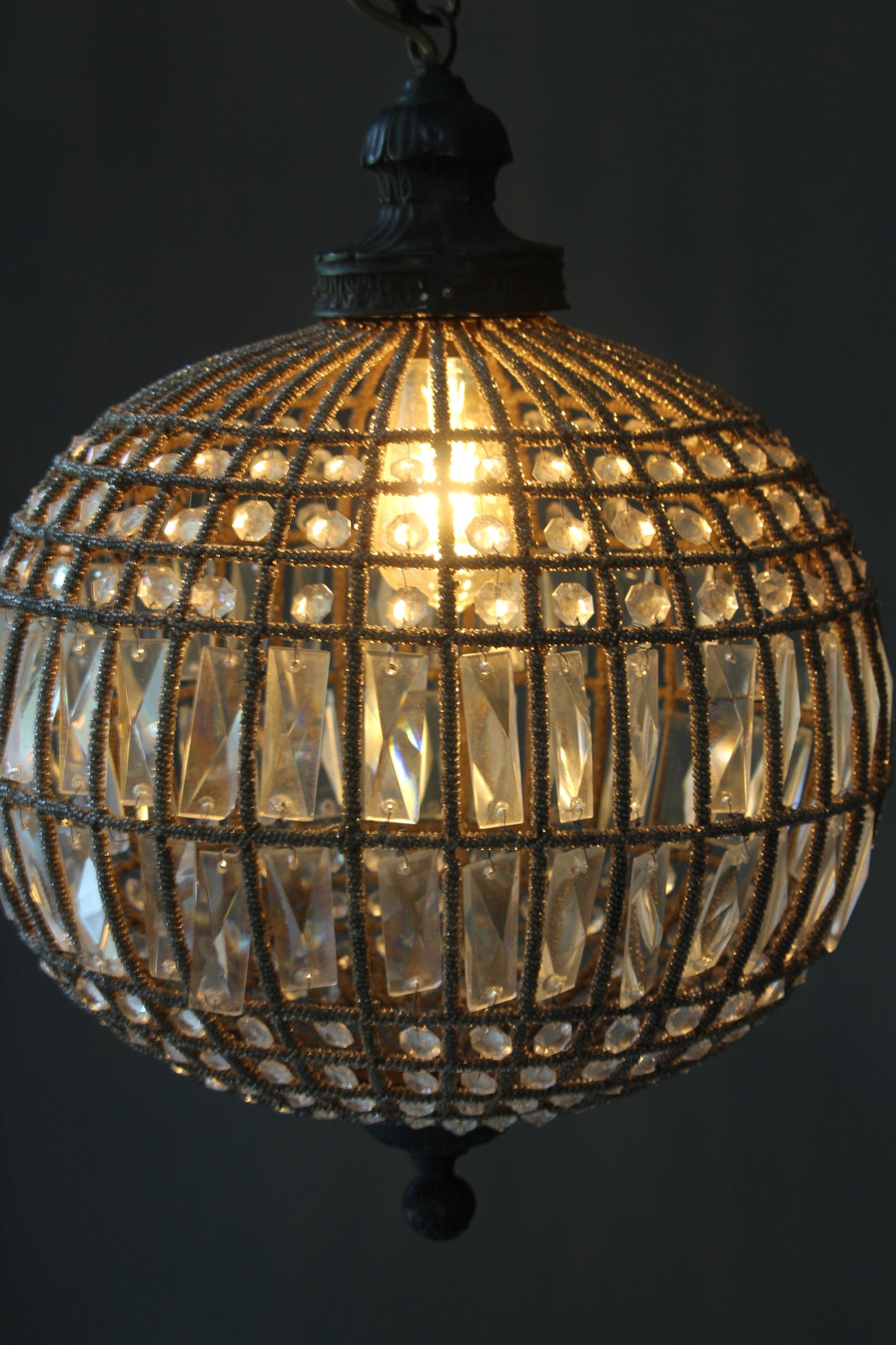 Large Globe Glass & Bead Chandelier - Kernow Furniture