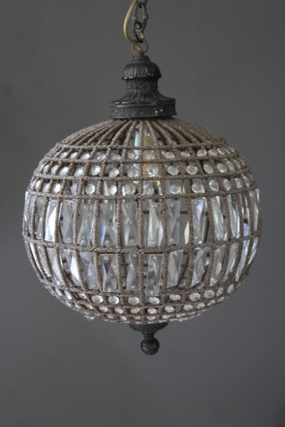 Large Globe Glass & Bead Chandelier - Kernow Furniture