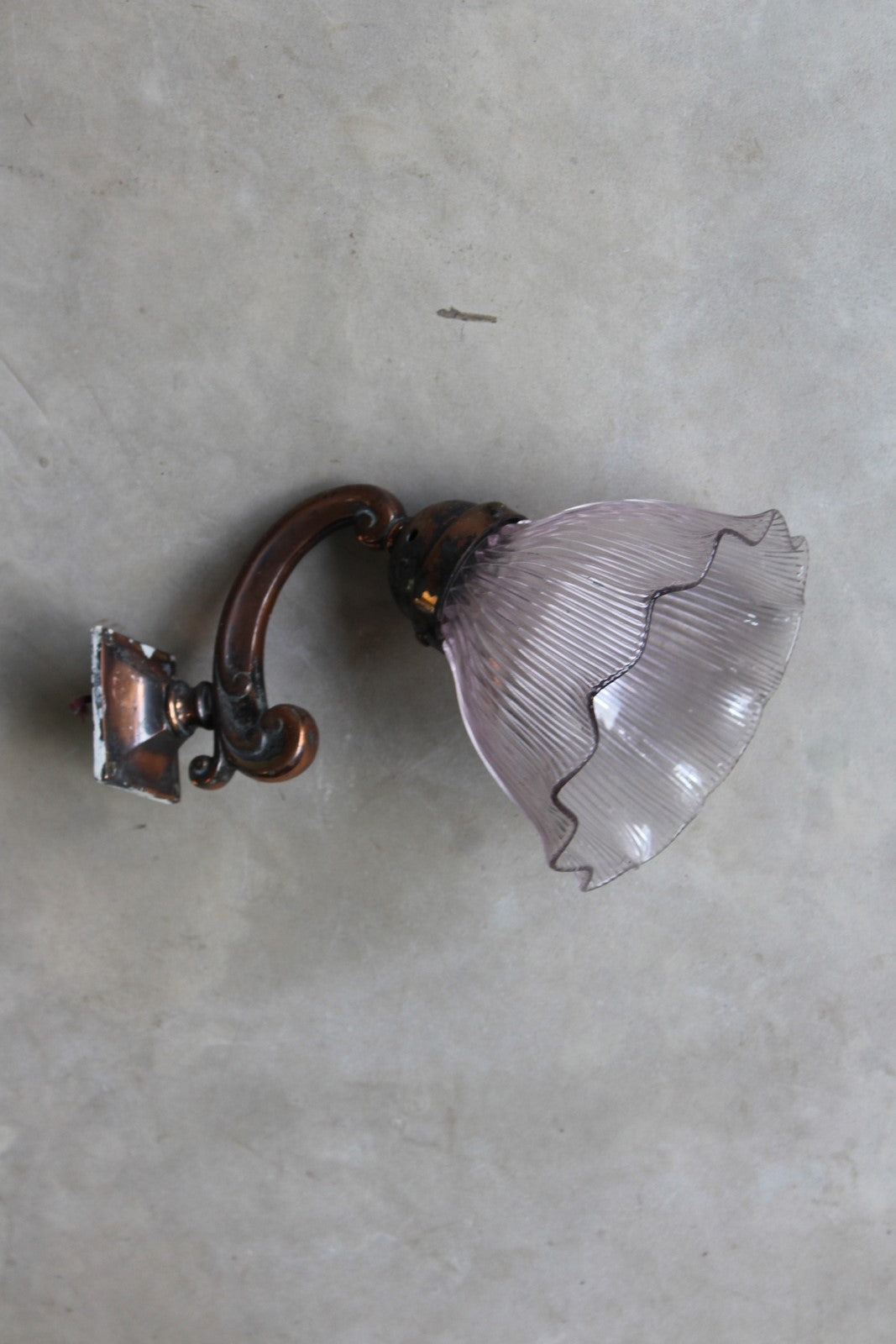 Copper Tone Holophane Wall Light - Kernow Furniture