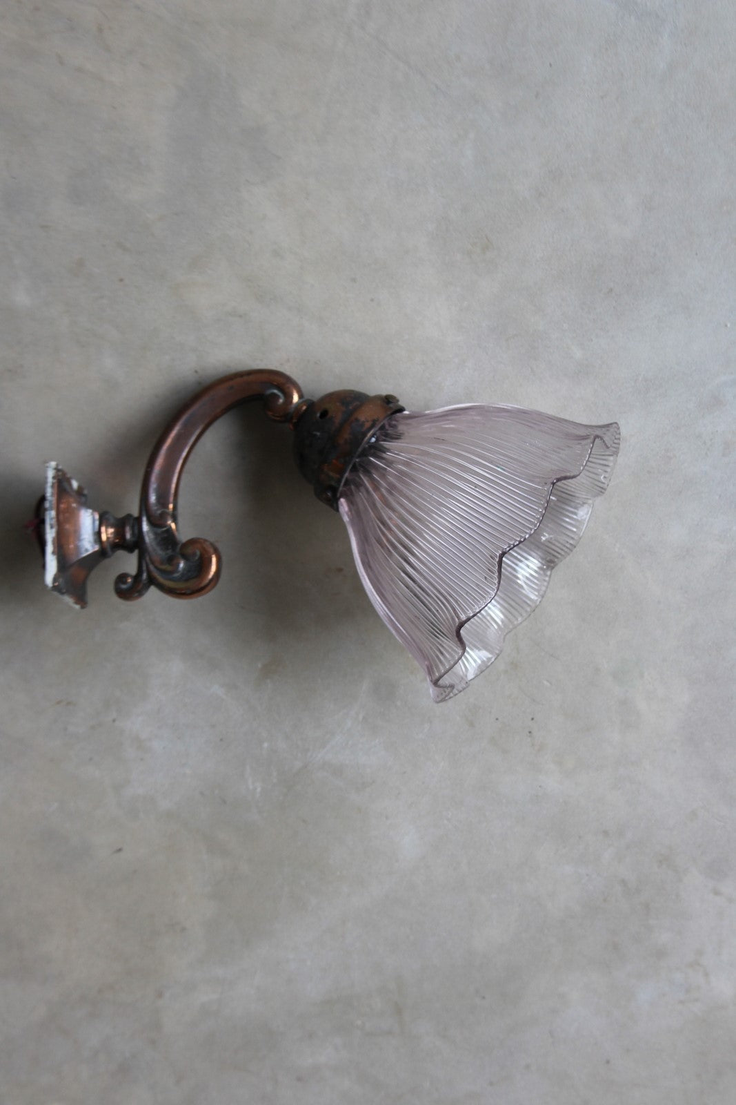 Copper Tone Holophane Wall Light - Kernow Furniture