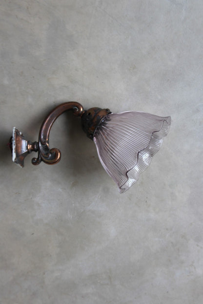 Copper Tone Holophane Wall Light - Kernow Furniture