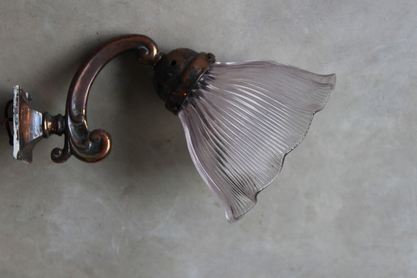 Copper Tone Holophane Wall Light - Kernow Furniture